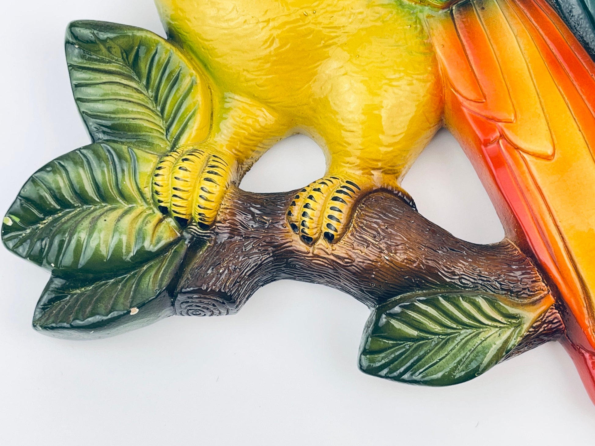 Product image for 'vintage vibrant mid century parrot chalkware wall art hand painted devonware canada' (view 8e997a)