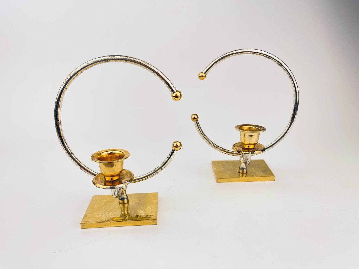 Product image for 'vintage kar shi crescent candle holders gold silver plated jerusalem mcm set of 2' (view b861a2)