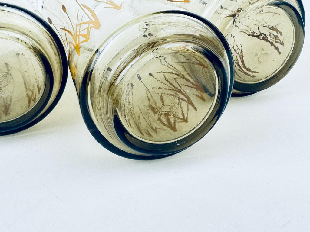 Product image for 'vintage dominion glass cat tails tumbler glasses smokey brown set of three 3' (view f88018)