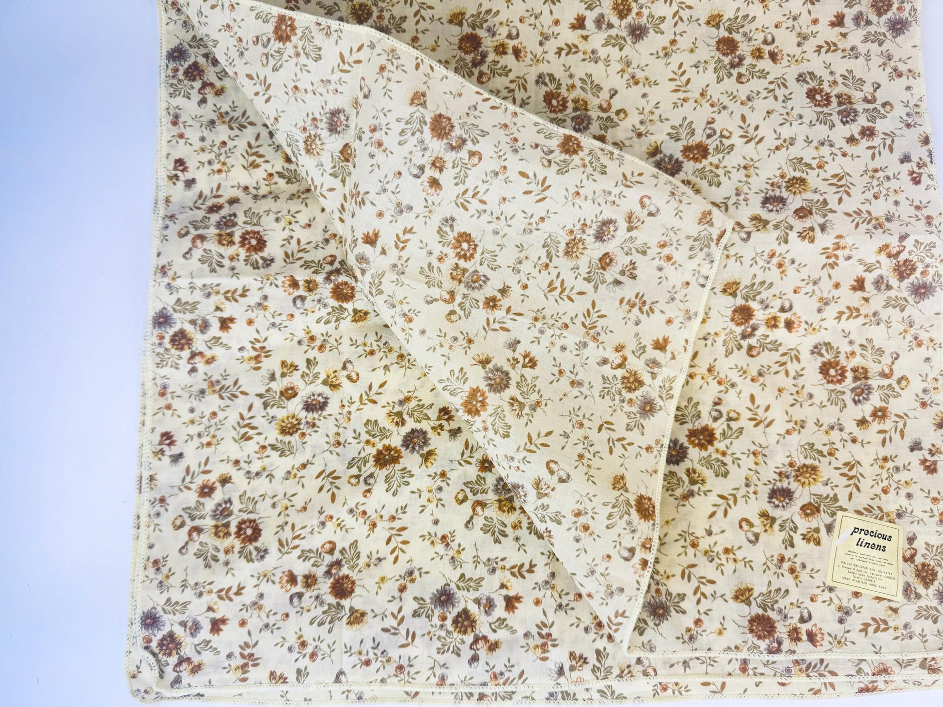Product image for 'vintage pale yellow floral fabric napkins set of four 4 new old stock nos made in hong kong' (view af9b4f)