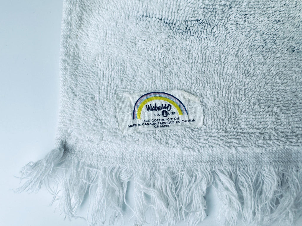 Product image for 'vintage toile print white dark grey fringe bath towel made in canada by wabasso 100 cotton towels sold separately' (view 3613fb)