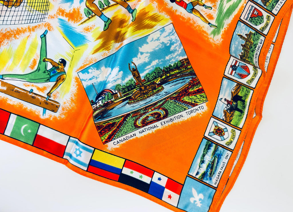 Product image for 'vintage beautiful le joli canada souvenir silk scarf table cloth canadian national exhibition toronto' (view 70f6b5)