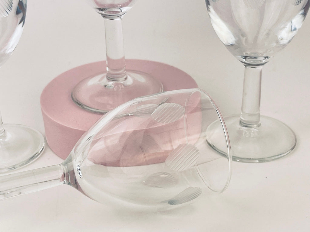Product image for 'vintage etched polka dot clear port sherry glasses set of four 4' (view 2a56dc)