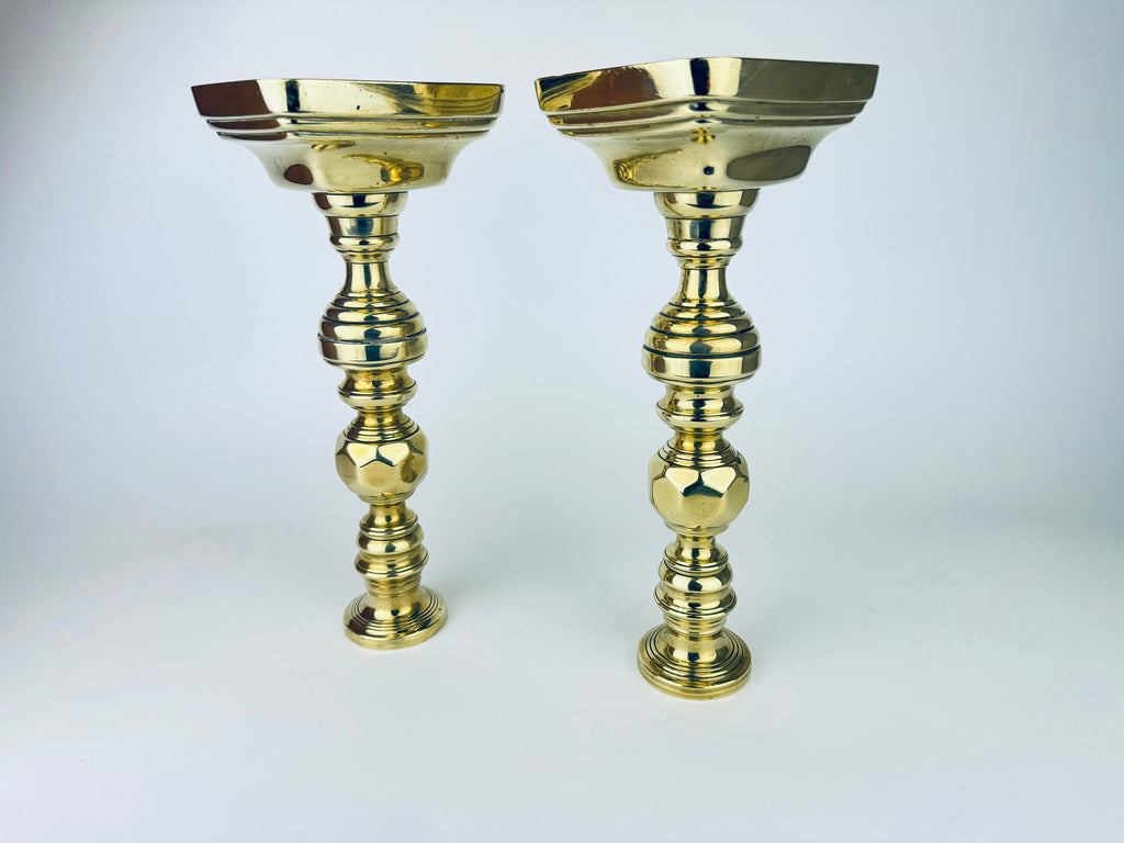 Product image for 'vintage ornate tall solid brass candlestick holders set of two 2' (view e265fd)