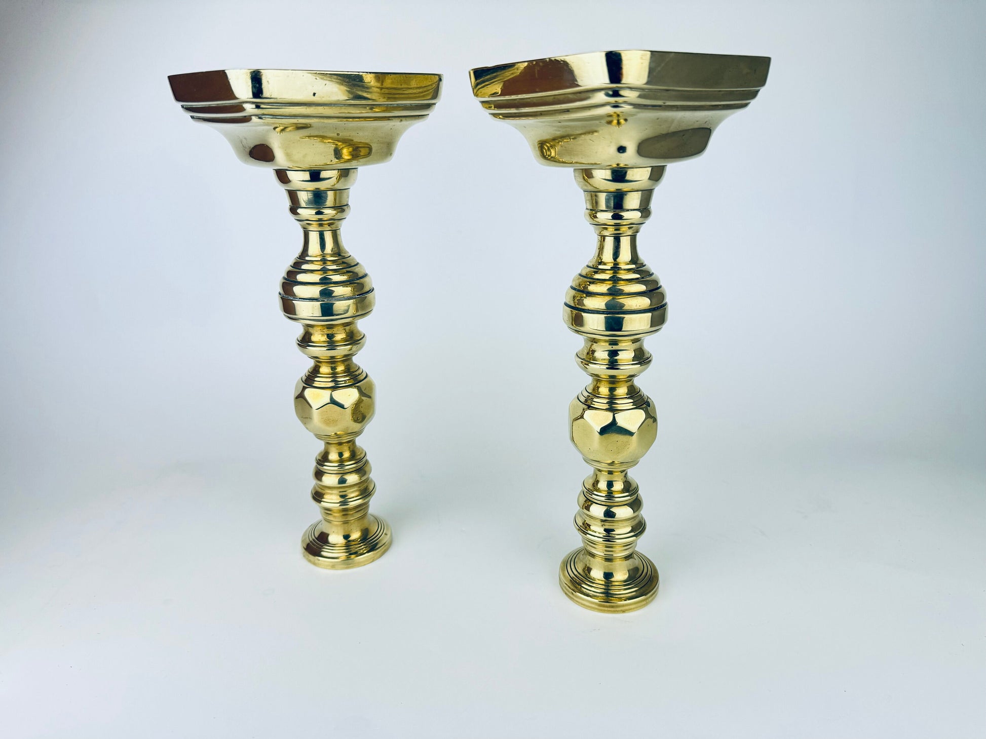 Product image for 'vintage ornate tall solid brass candlestick holders set of two 2' (view e265fd)
