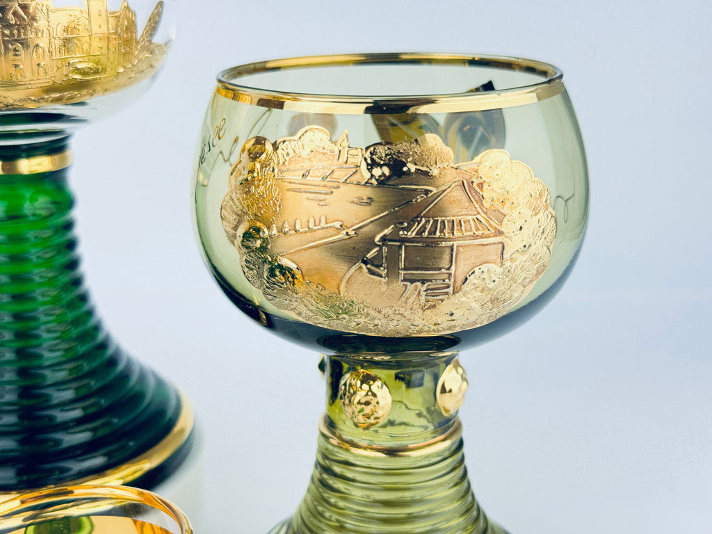 Product image for 'vintage german souvenir roemer green beehive stemmed barware glass sold separately' (view d54e25)