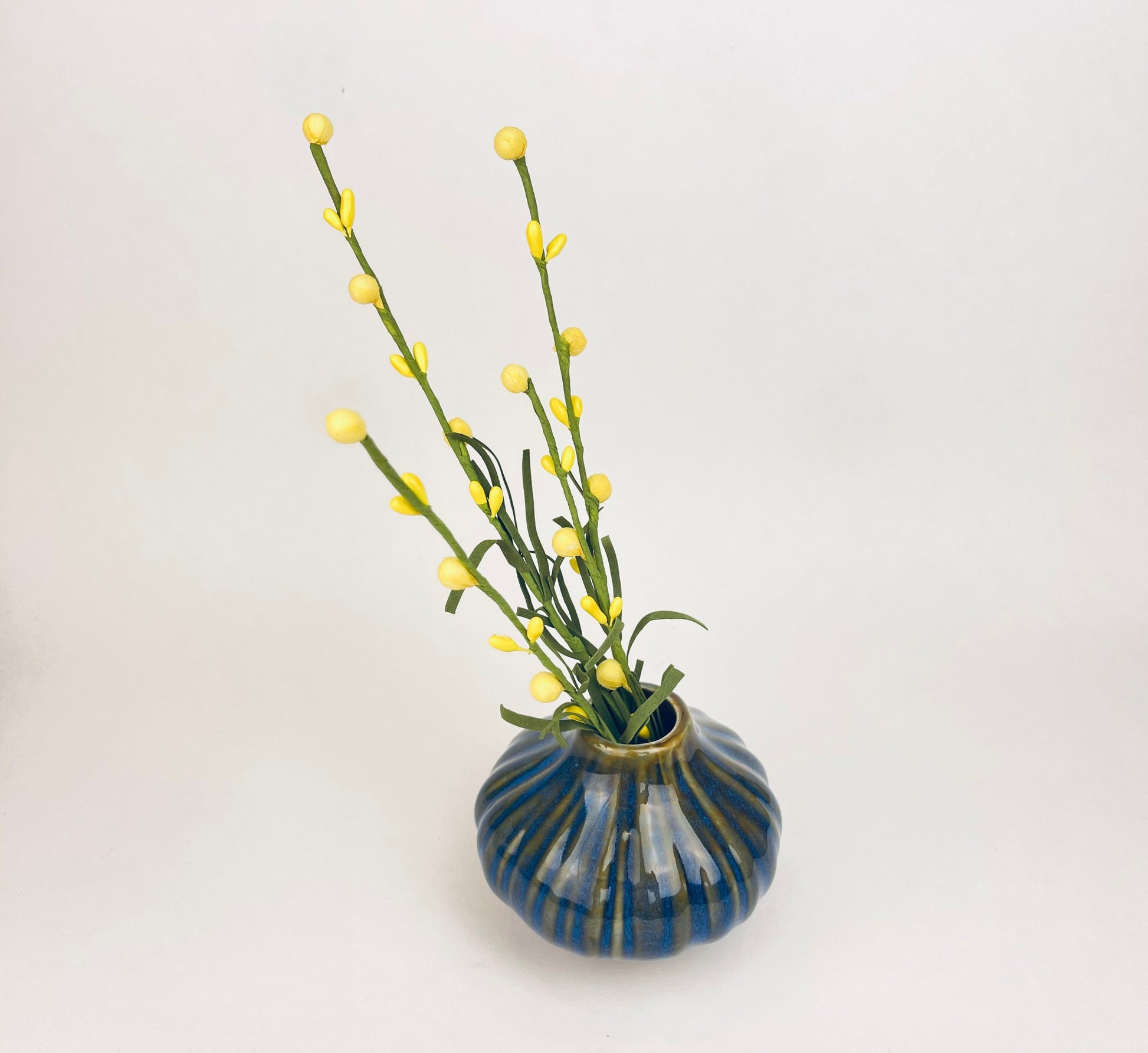 Product image for 'vintage bud floral vase glazed green blue drip pattern' (view f3dfb1)
