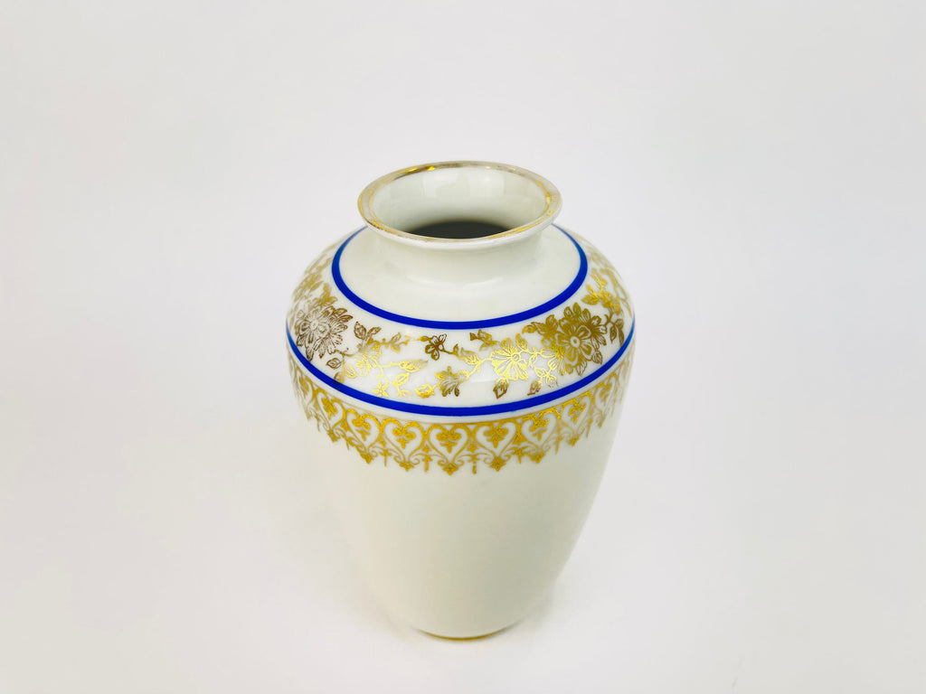 Product image for 'vintage bavaria crown germany patterned vase gold flower blue stripe' (view 79a8c2)