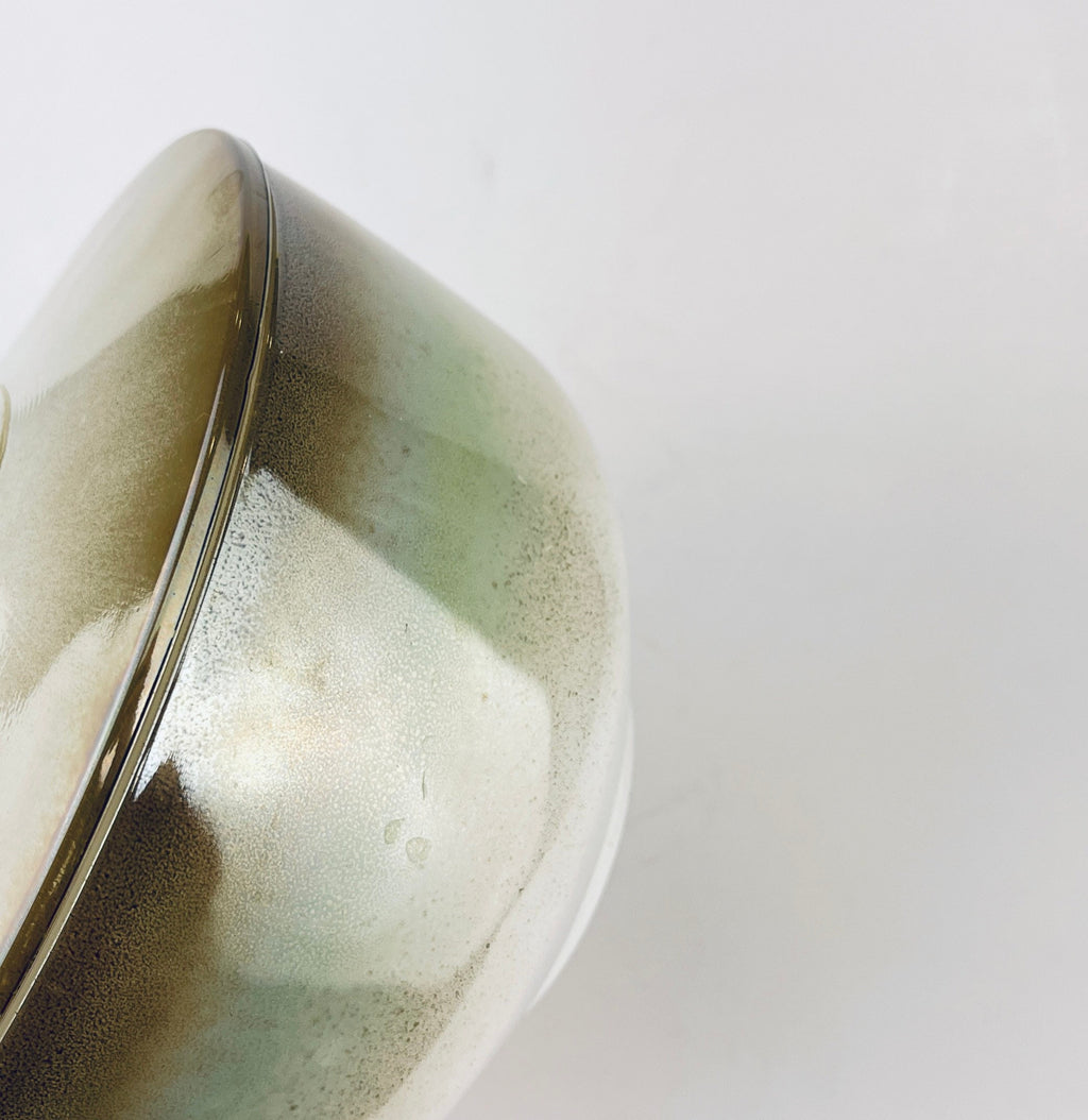 Product image for 'vintage mesa moss federal glass serving bowl ombre turquoise brown heat proof usa' (view 81b295)