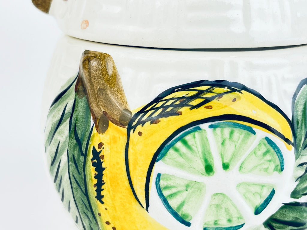 Product image for 'vintage majolica style lemon jar hand painted oal portugal salt sugar or honey pot' (view fe789e)