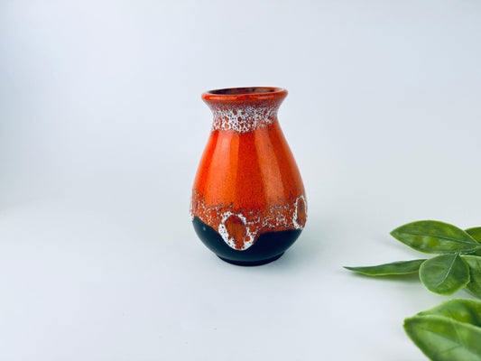 Product image for 'vintage 1970s orange black drip glaze lava bud vase mid century modern accent' (view 2d8ded)