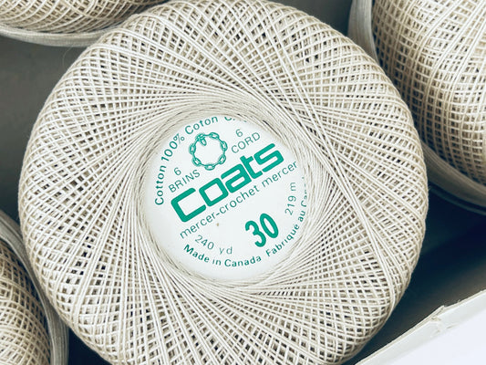 Product image for 'vintage coats crochet cotton size 30 6 cord mercerised 240yd made in canada beige ecru thread' (view bdf889)