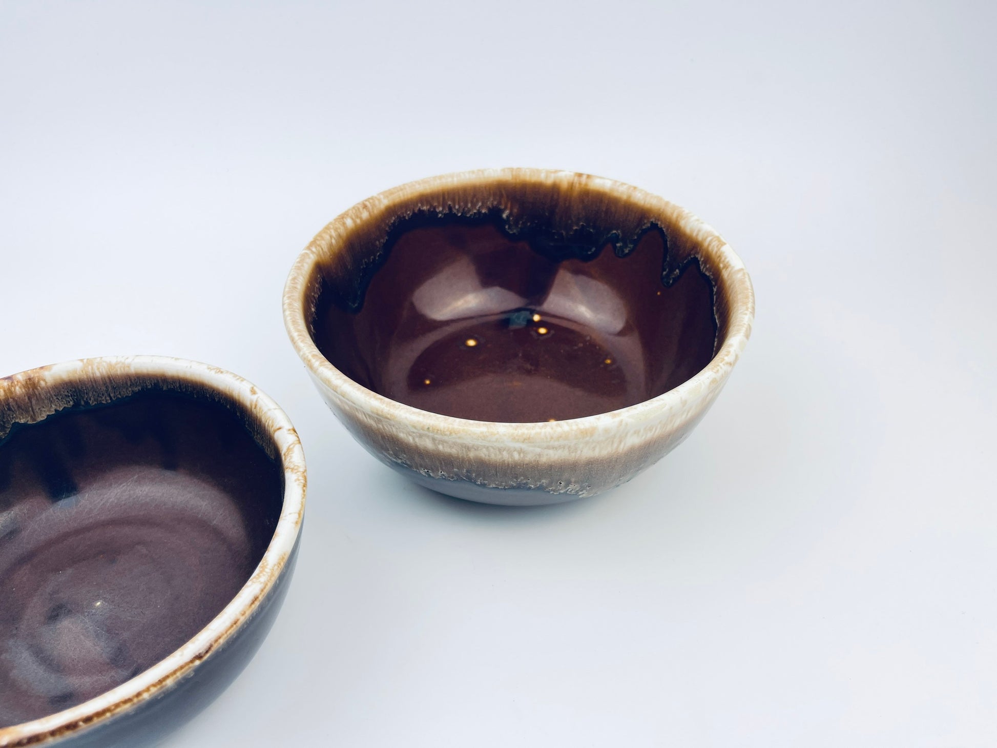 Product image for 'vintage ceramic brown drip glazed usa nesting bowls set of two 2 california pottery' (view 9eef24)