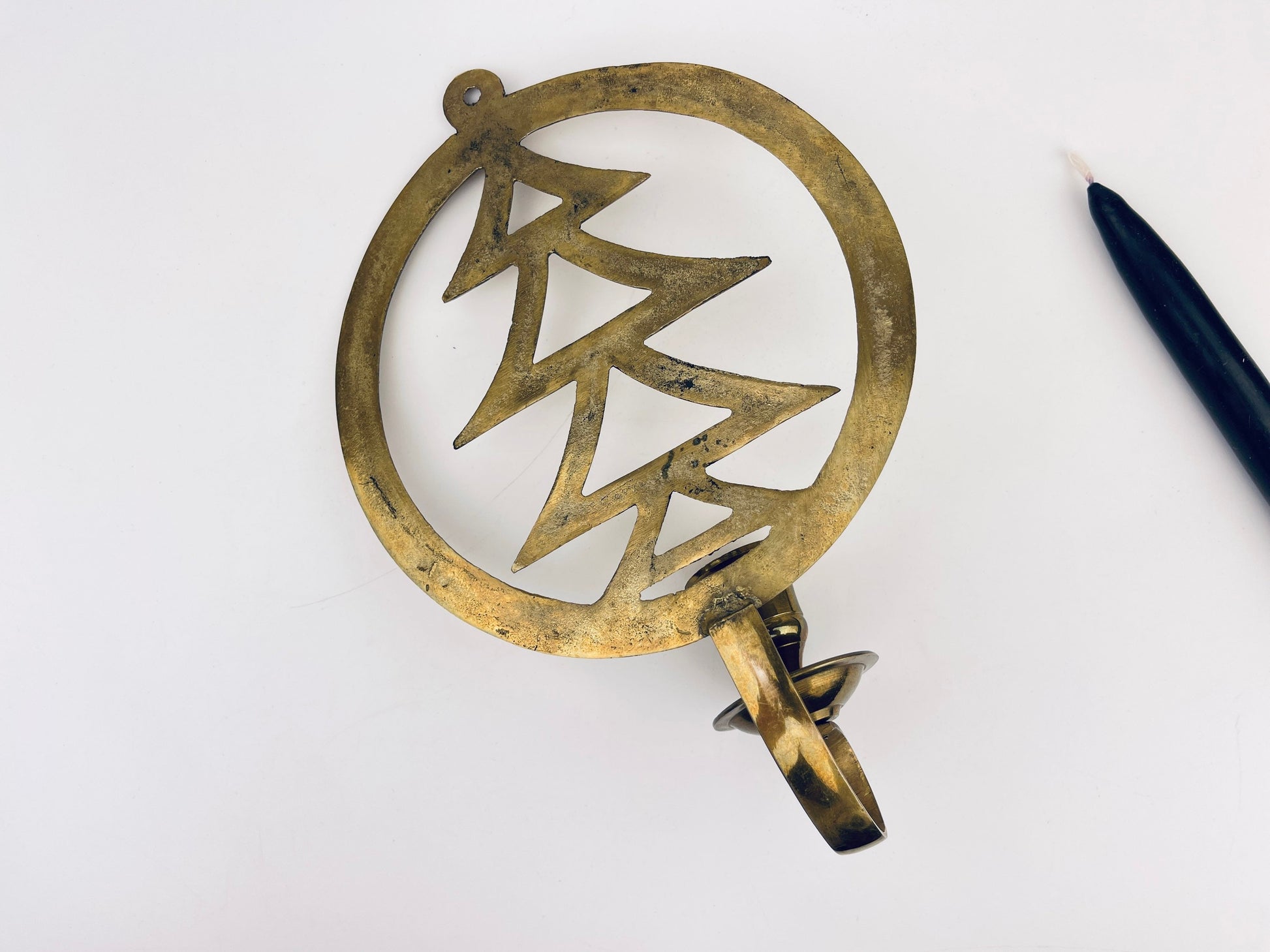 Product image for 'vintage brass christmas tree wall candlestick holder sconce' (view 52e5be)