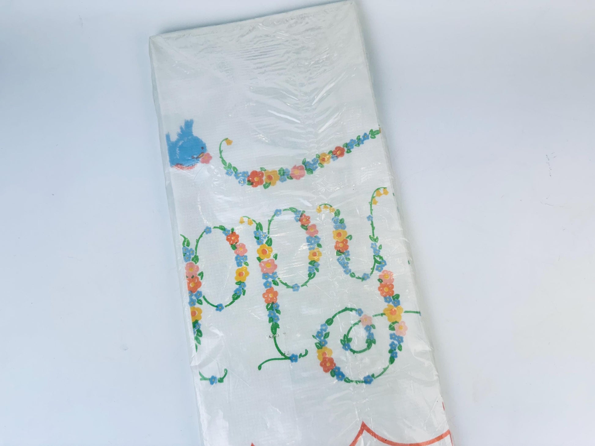 Product image for 'vintage happy birthday paper tablecloth new old stock nos made in usa' (view d3d503)