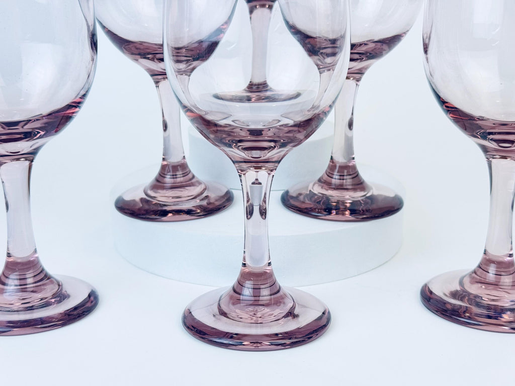Product image for 'vintage plum purple libbey wine glasses set of six 6' (view 857498)