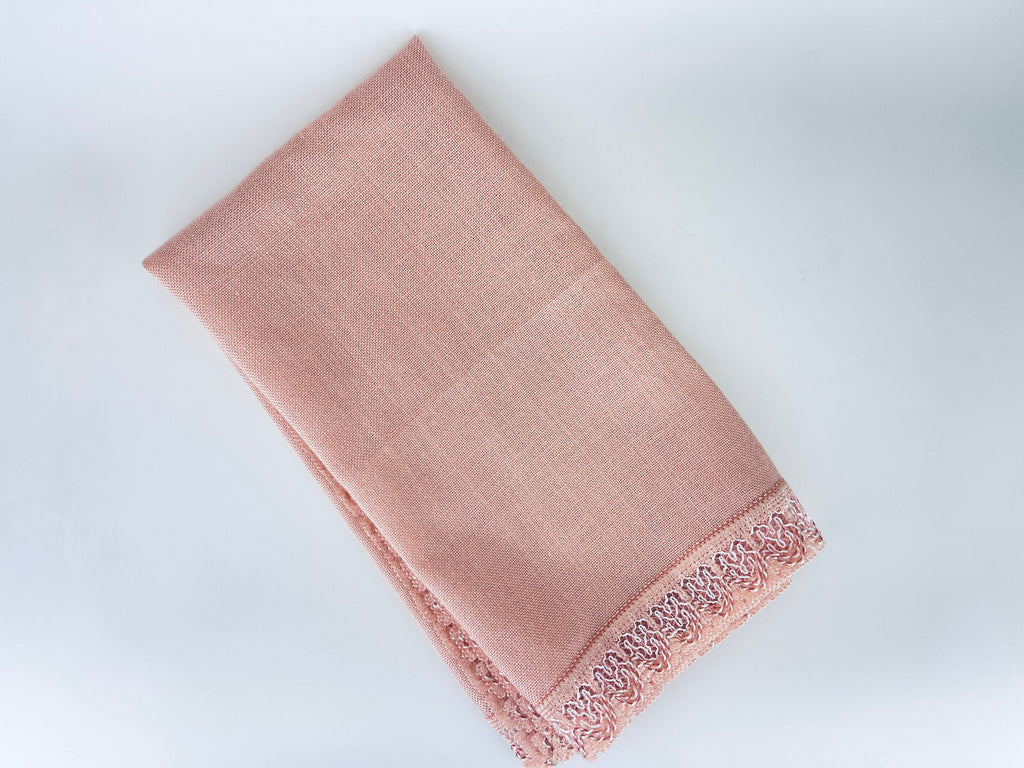Product image for 'vintage light pink square tablecloth 30 x 31 made in western germany 100 polyacryl' (view ef73ab)