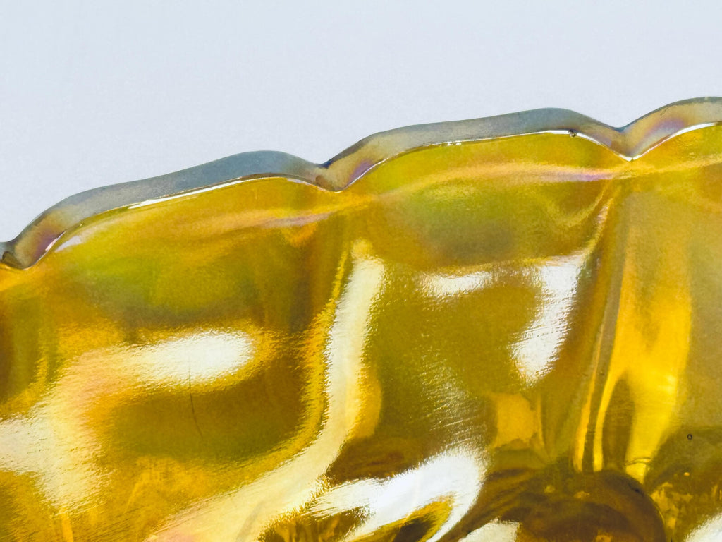 Product image for 'vintage indiana amber carnival glass harvest grape four footed fruit bowl' (view 1d94dd)