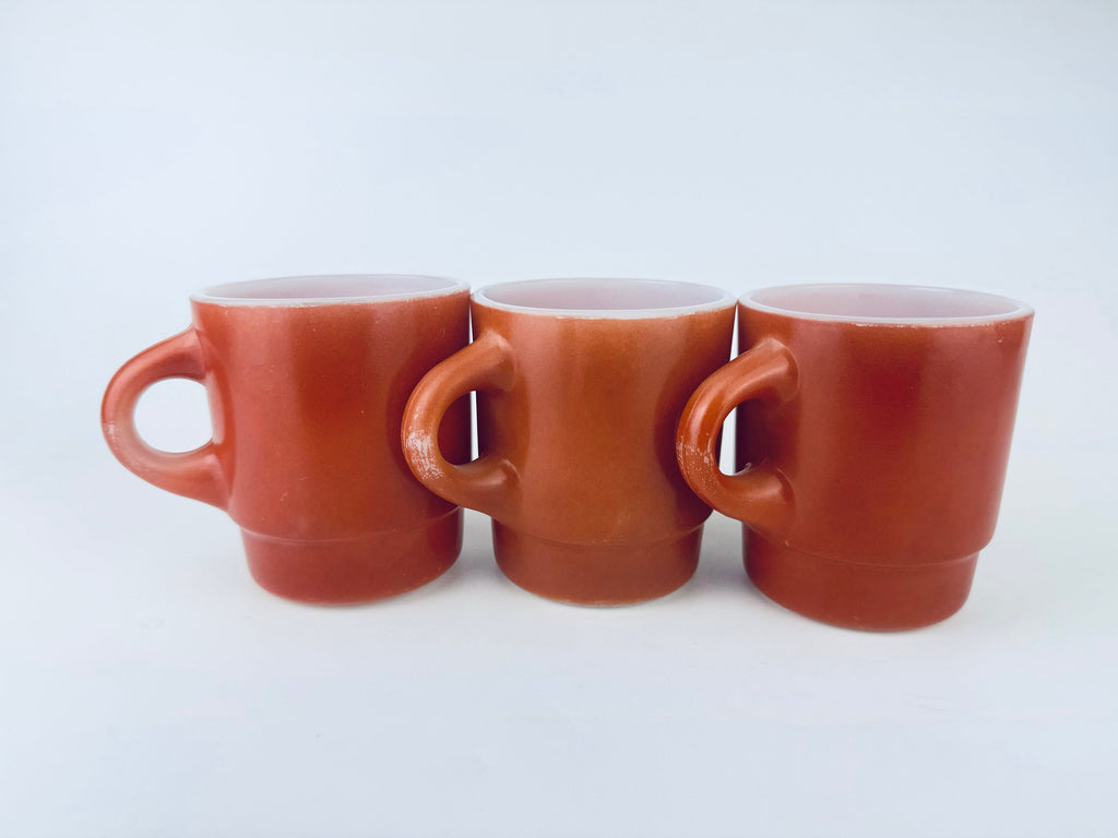 Product image for 'vintage anchor hocking fire king reddish brown stackable glass mug made in usa set of three 3' (view 82fa0e)