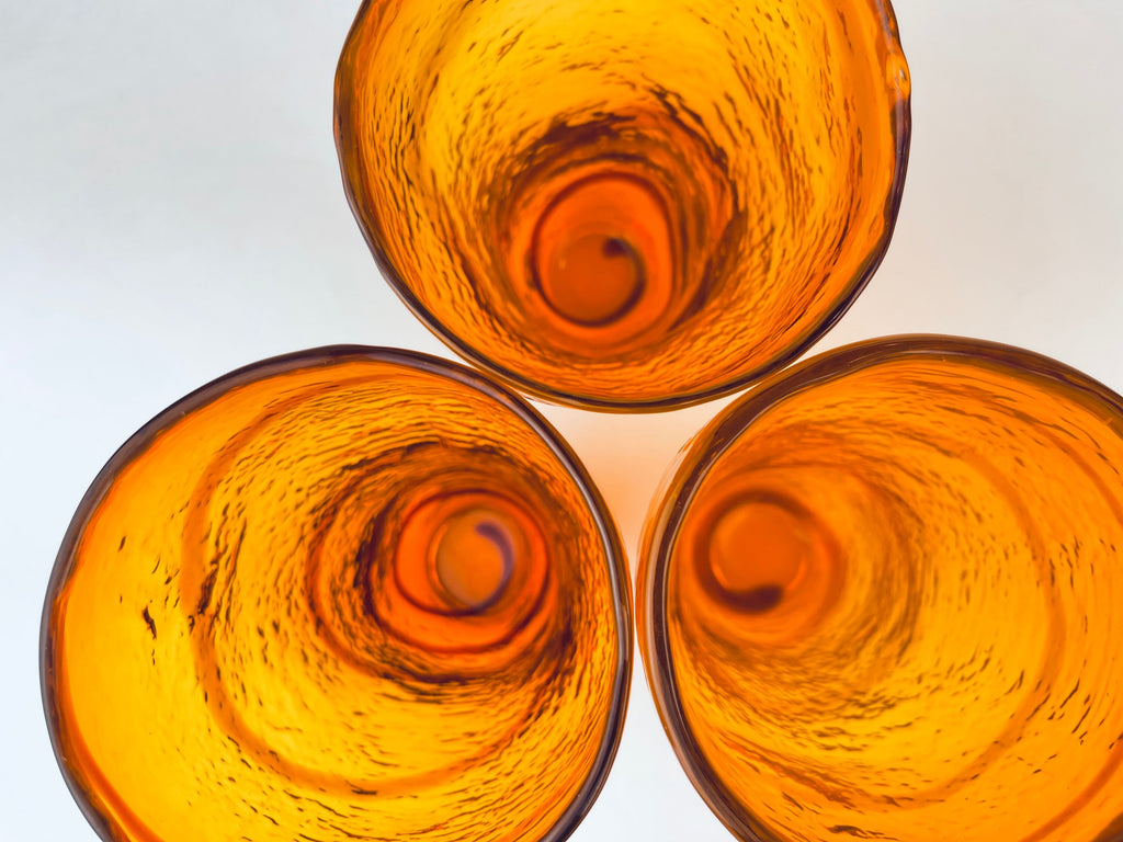 Product image for 'vintage hand blown orange swirl glassware set decanter cups' (view e91b15)