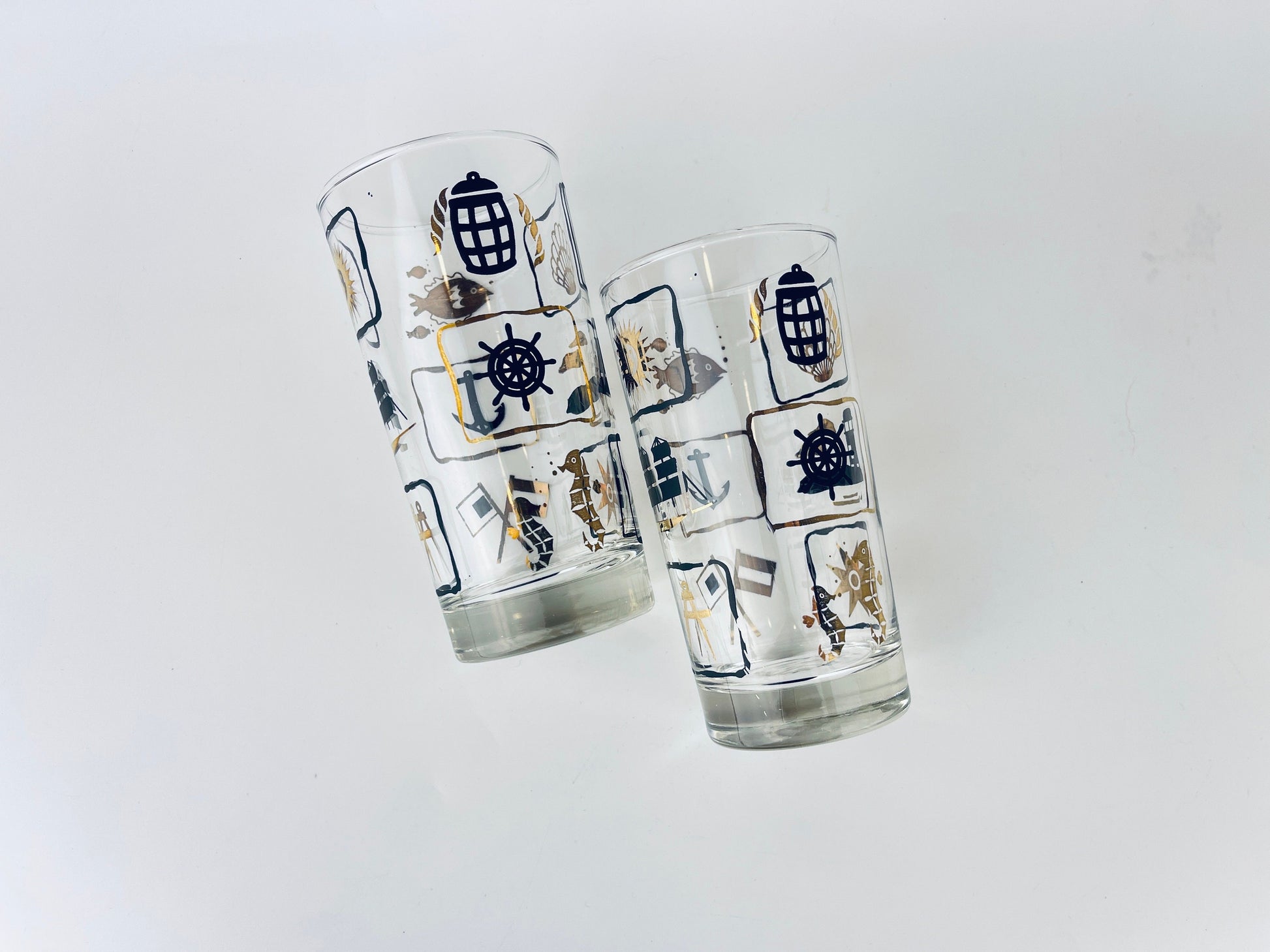 Product image for 'vintage dominion glass nautical pattern highball glasses set of two 2' (view 6e183f)