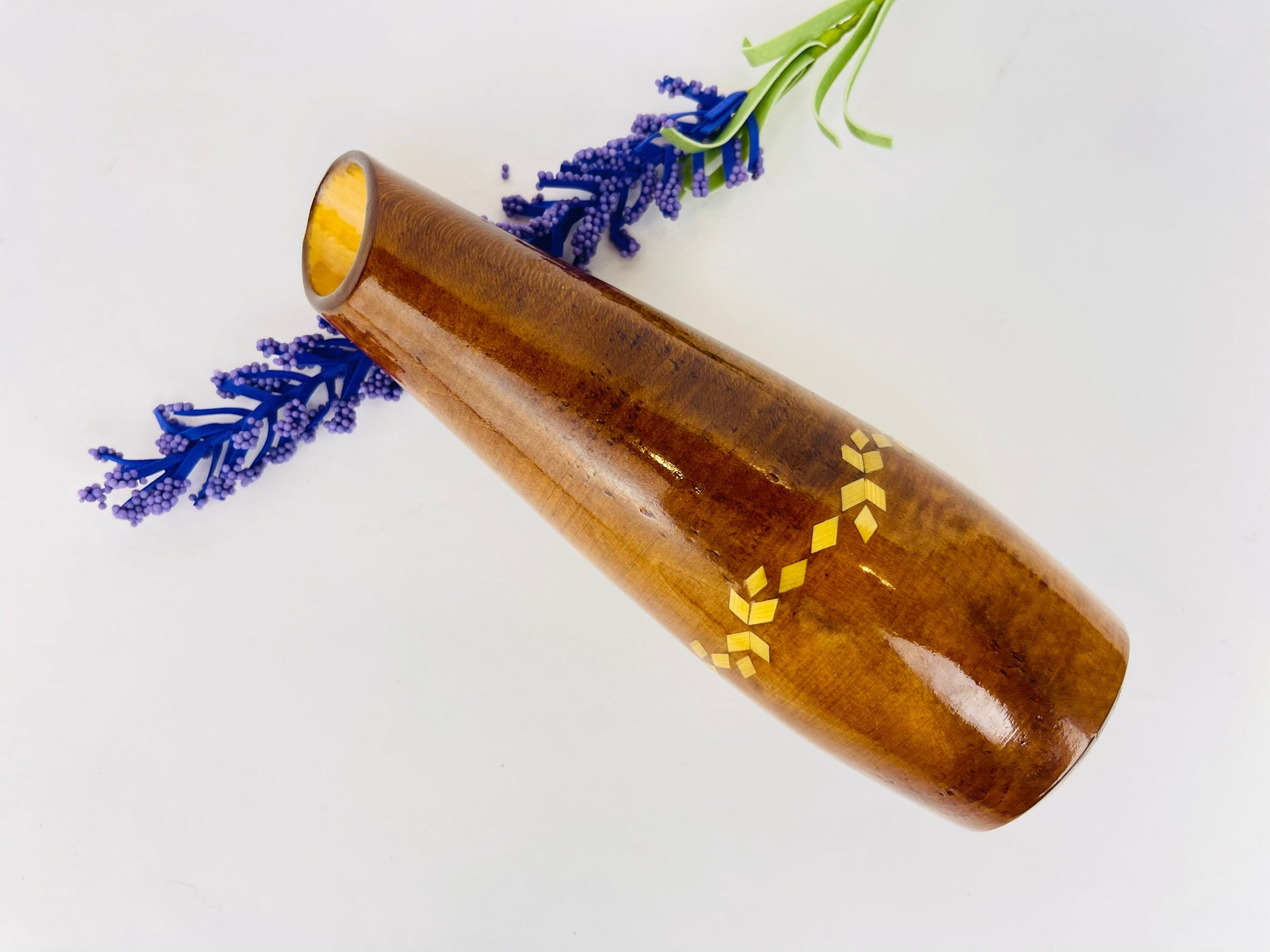 Product image for 'vintage tapered wood vase inlay gold geometric shape bottom' (view ee5ff5)