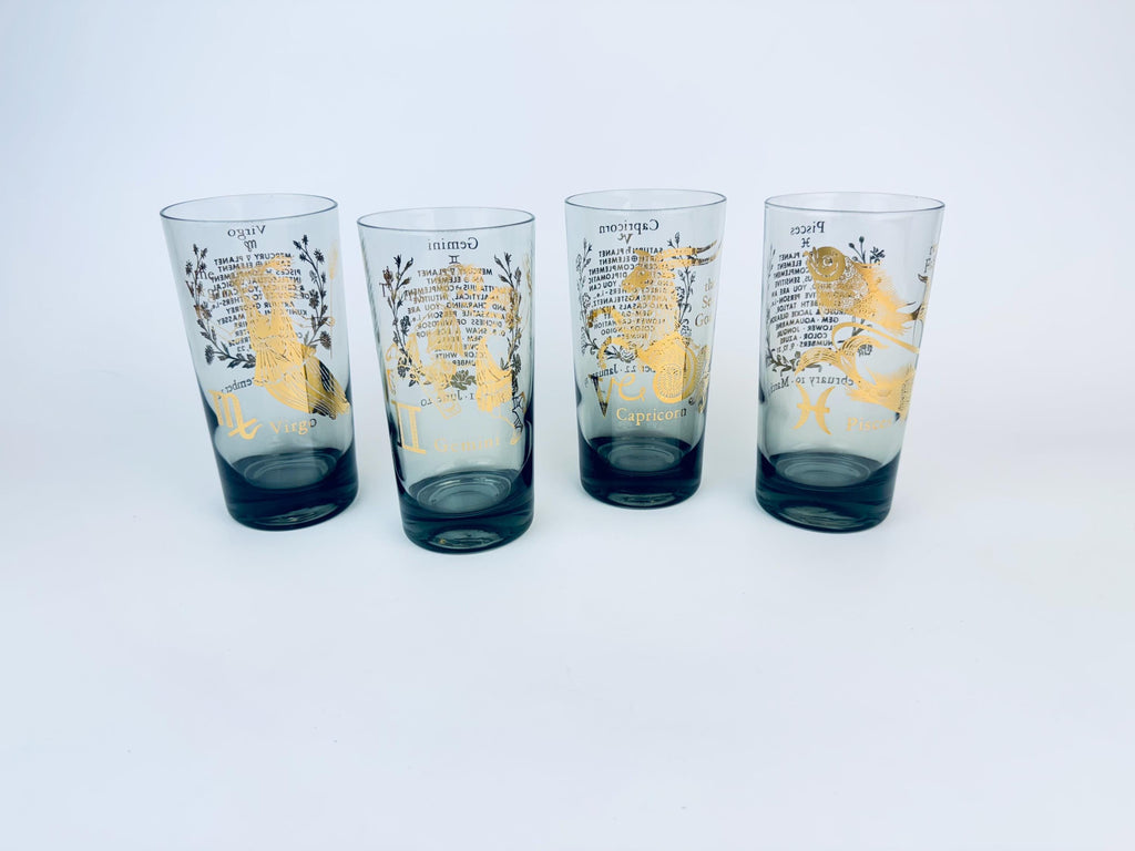 Product image for 'vintage federal glass zodiac tumblers set of 4 astrological highball glasses' (view 94cbe1)