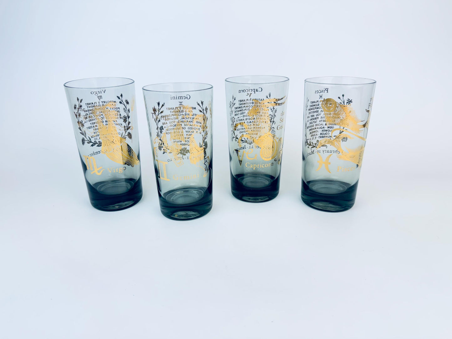 Product image for 'vintage federal glass zodiac tumblers set of 4 astrological highball glasses' (view 94cbe1)