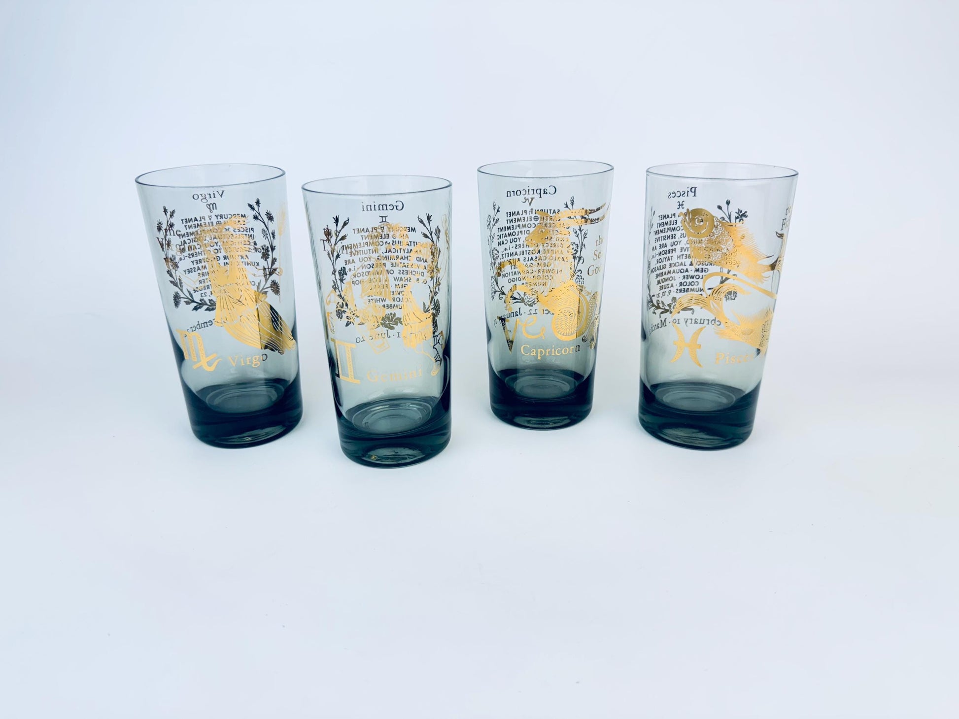 Product image for 'vintage federal glass zodiac tumblers set of 4 astrological highball glasses' (view 94cbe1)