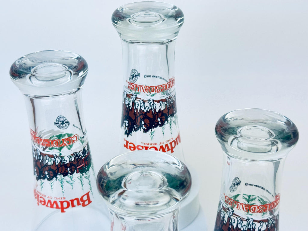 Product image for 'vintage budweiser clydesdale fluted beer glass set of four 4' (view f46a36)