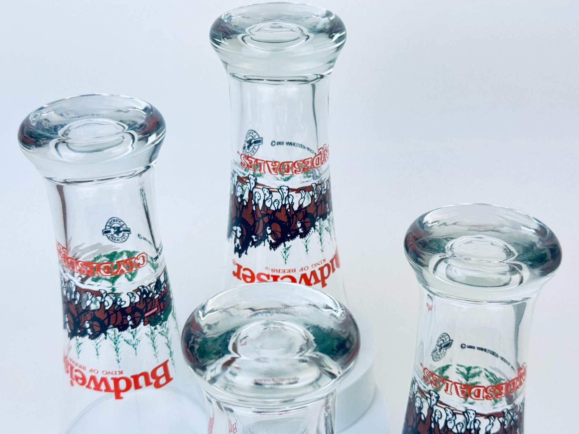 Product image for 'vintage budweiser clydesdale fluted beer glass set of four 4' (view f46a36)
