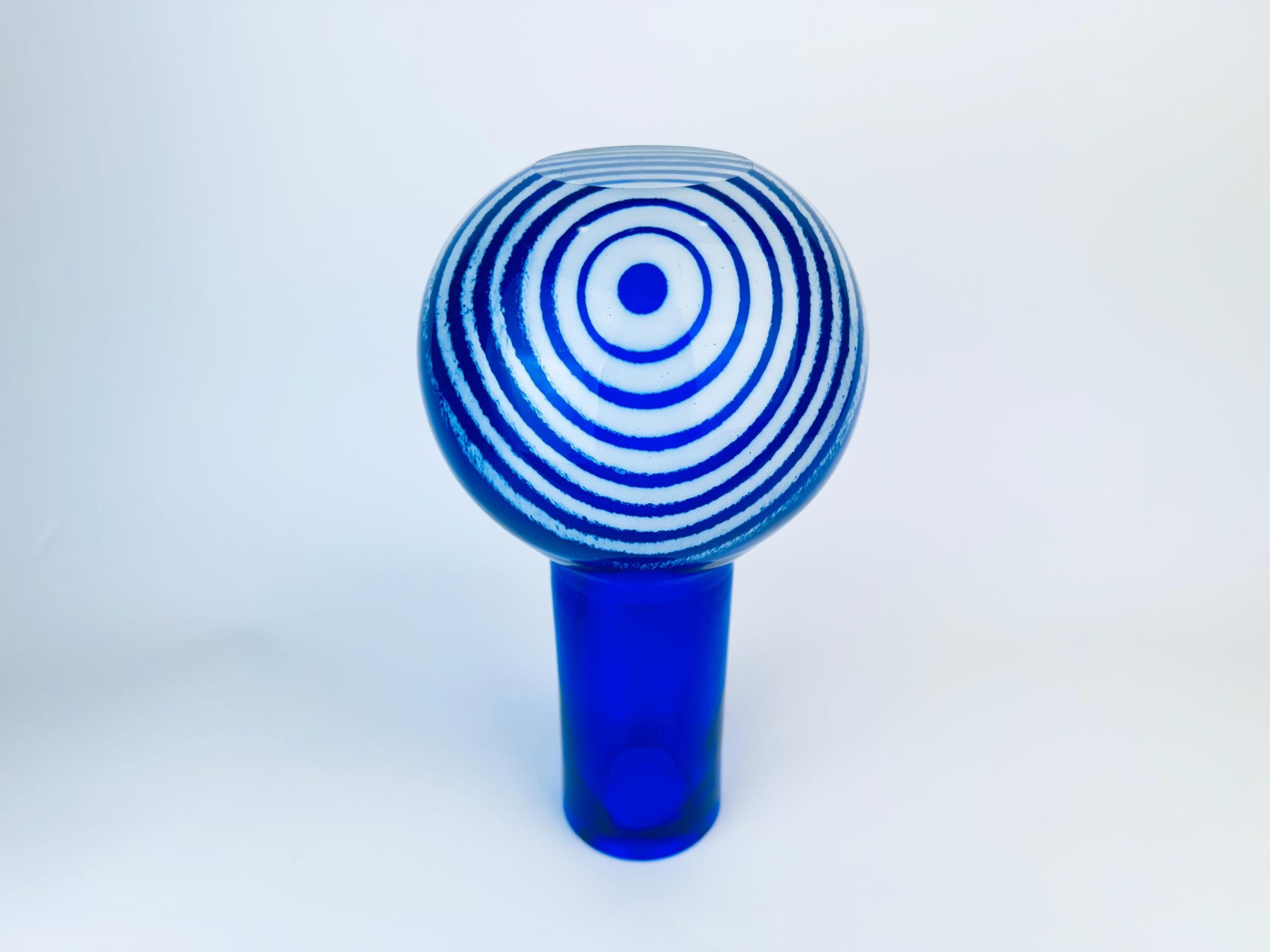 Product image for 'vintage collectible czechoslovakia crystal glass vase cobalt blue white ring design by jan exnar 2002' (view c5da4a)