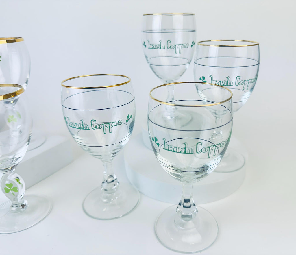 Product image for 'vintage irish coffee gold rimmed pedestal glasses goblets sets sold separately' (view a3c523)