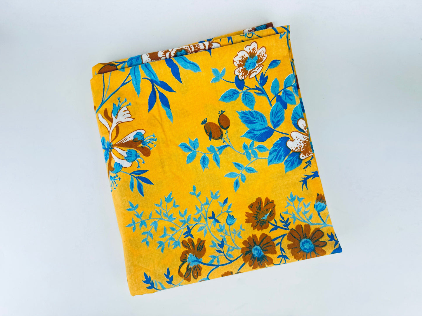 Product image for 'vintage gold blue floral wilmette fabric material 53 x 79' (view 9fabbb)