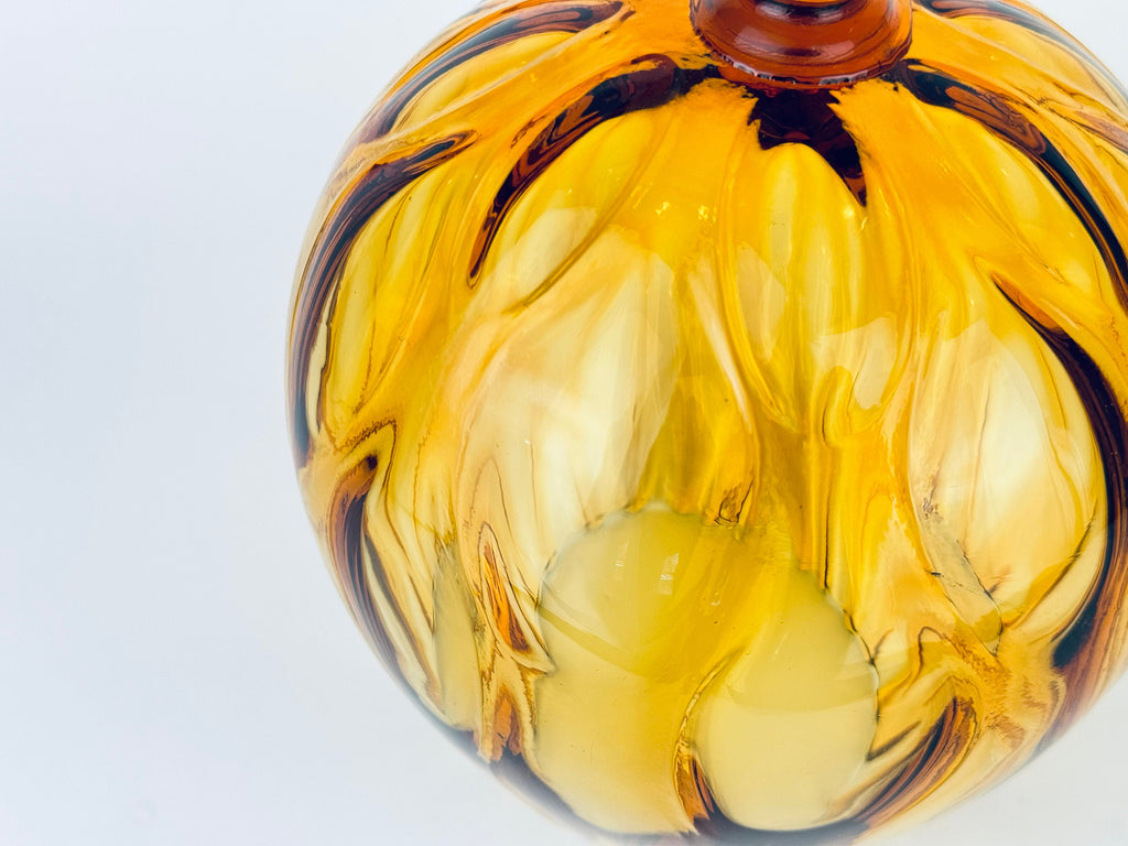 Product image for 'vintage italian empoli handblown glass snifter bowl vase amber teardrop pattern made in italy' (view 6a19df)