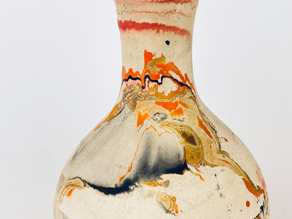 Product image for 'vintage nemadji pottery swirl bud pottery vase beige orange black pattern made in usa' (view 7b69f3)