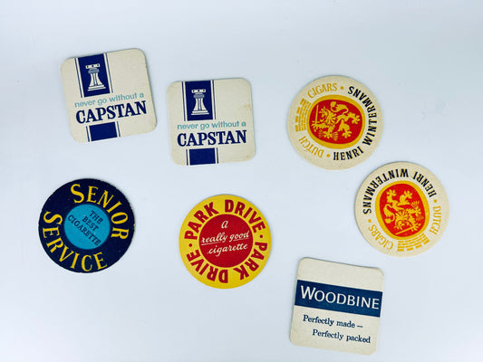 Product image for 'vintage english cigar cigarette bar coasters beer cocktail mat sold separately' (view e12a1a)