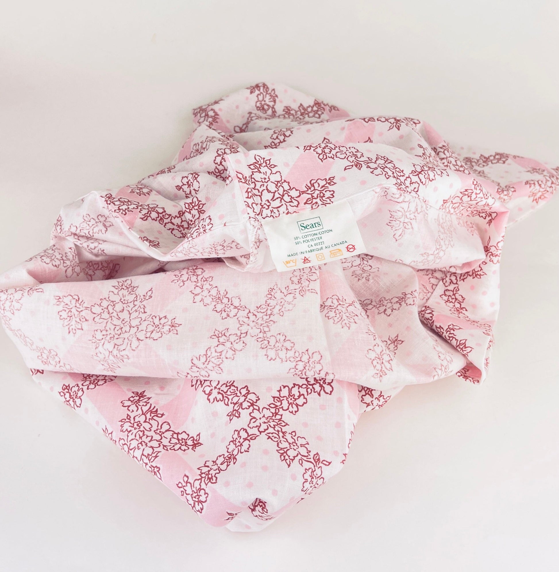 Product image for 'vintage sears queen pink floral pillow covers set of two 2 made in canada' (view 0e6192)
