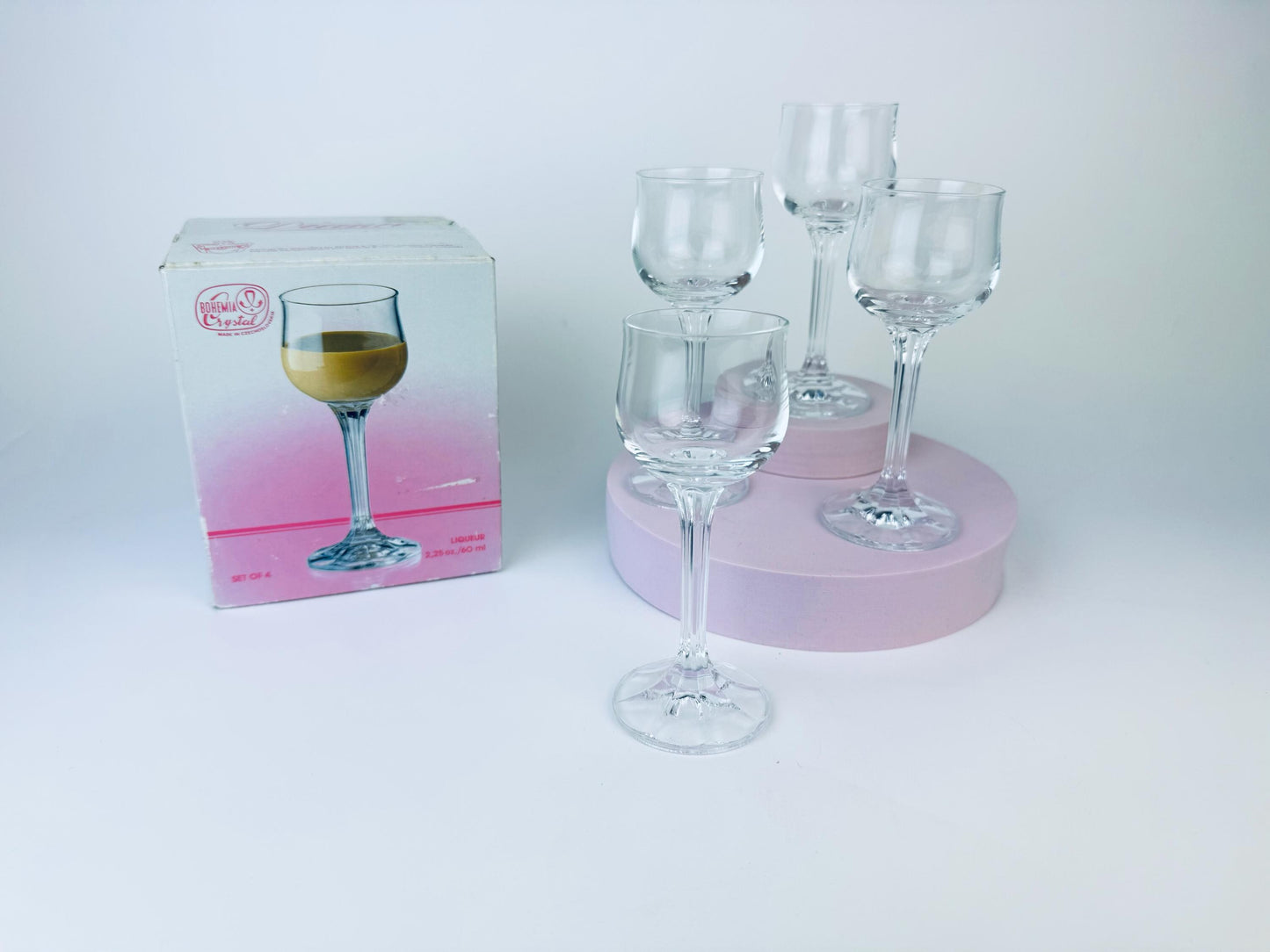 Product image for 'vintage diana bohemia clear crystal liqueur glassware set of four 4 made in czechoslovakia' (view 2034b1)