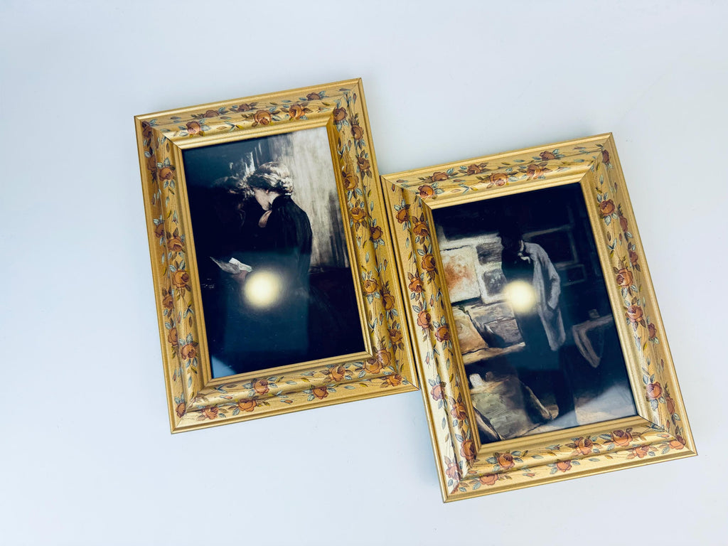 Product image for 'vintage floral rose painted gold solid wood tabletop picture frames 4 x 6 sold separately' (view 277f6c)
