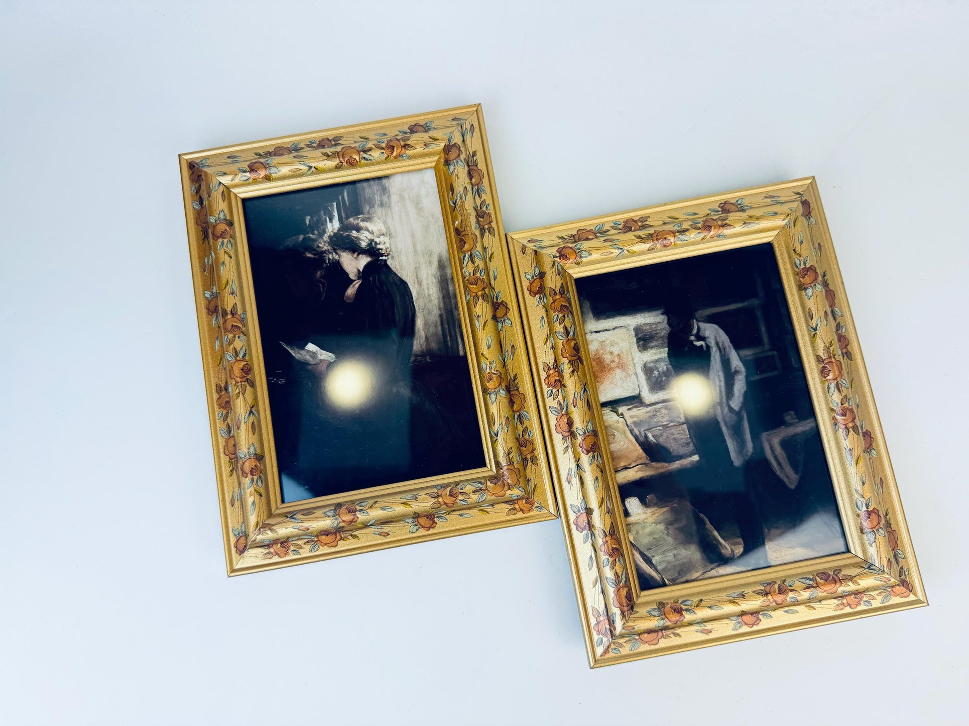 Product image for 'vintage floral rose painted gold solid wood tabletop picture frames 4 x 6 sold separately' (view 277f6c)