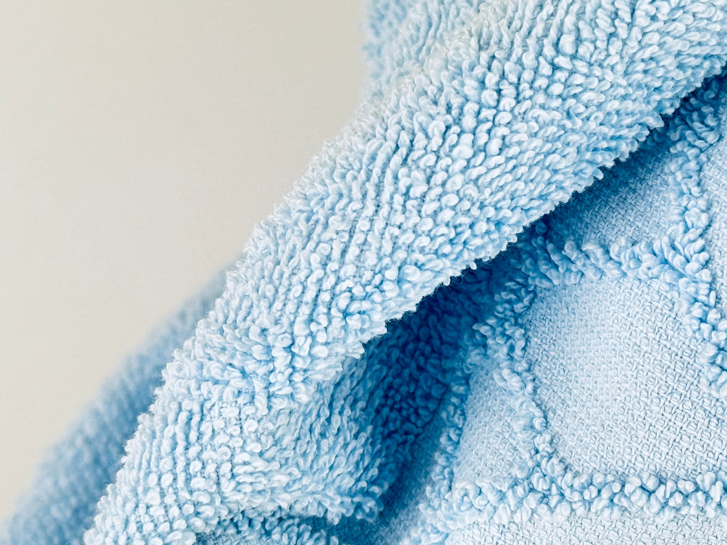 Product image for 'vintage blue textured fringe rectangular bath towel cotton polyester blend made in canada' (view 670770)