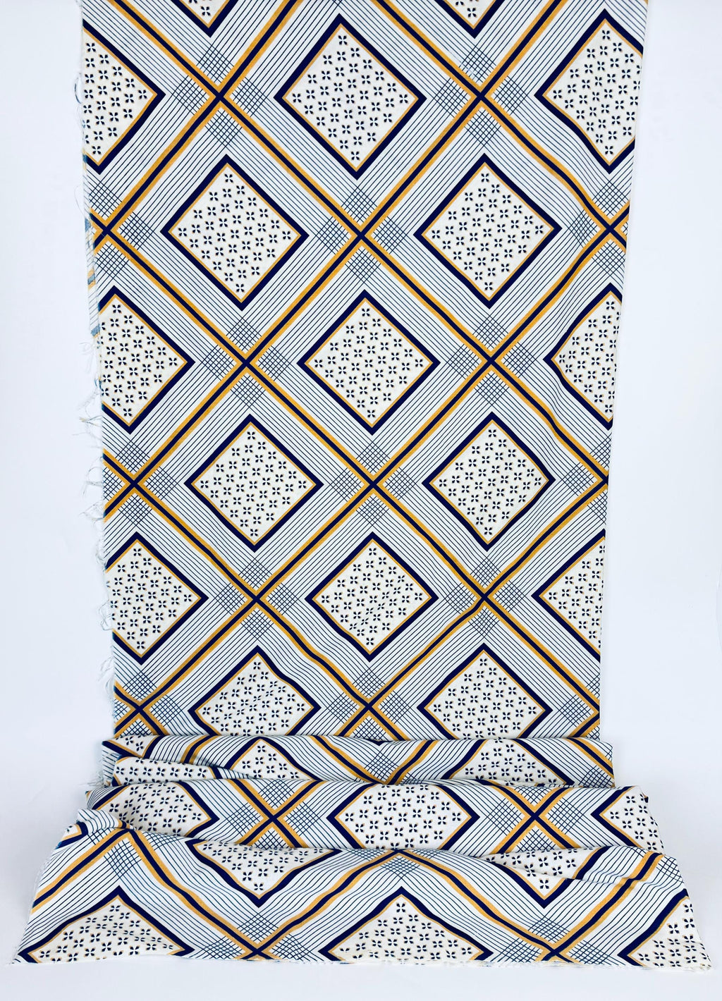 Product image for 'vintage blue yellow white striped fabric material 50 x 78' (view 27de13)