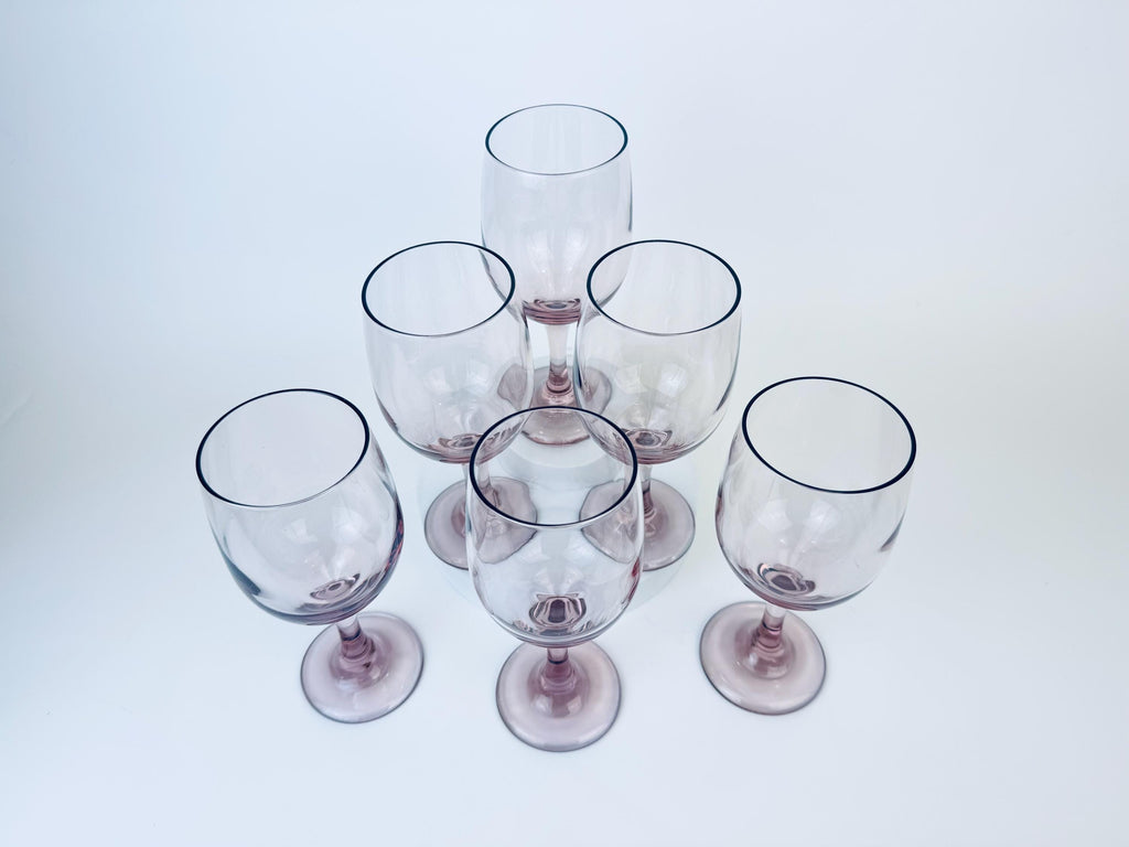 Product image for 'vintage plum purple libbey wine glasses set of six 6' (view b663c0)