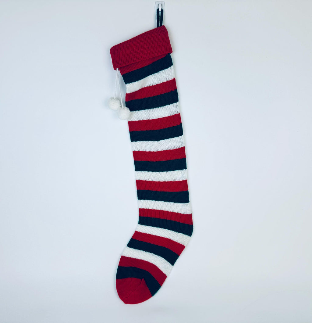 Product image for 'vintage christmas knit stocking striped santa sleigh pattern new old stock nos made in taiwan sold separately' (view 07932d)