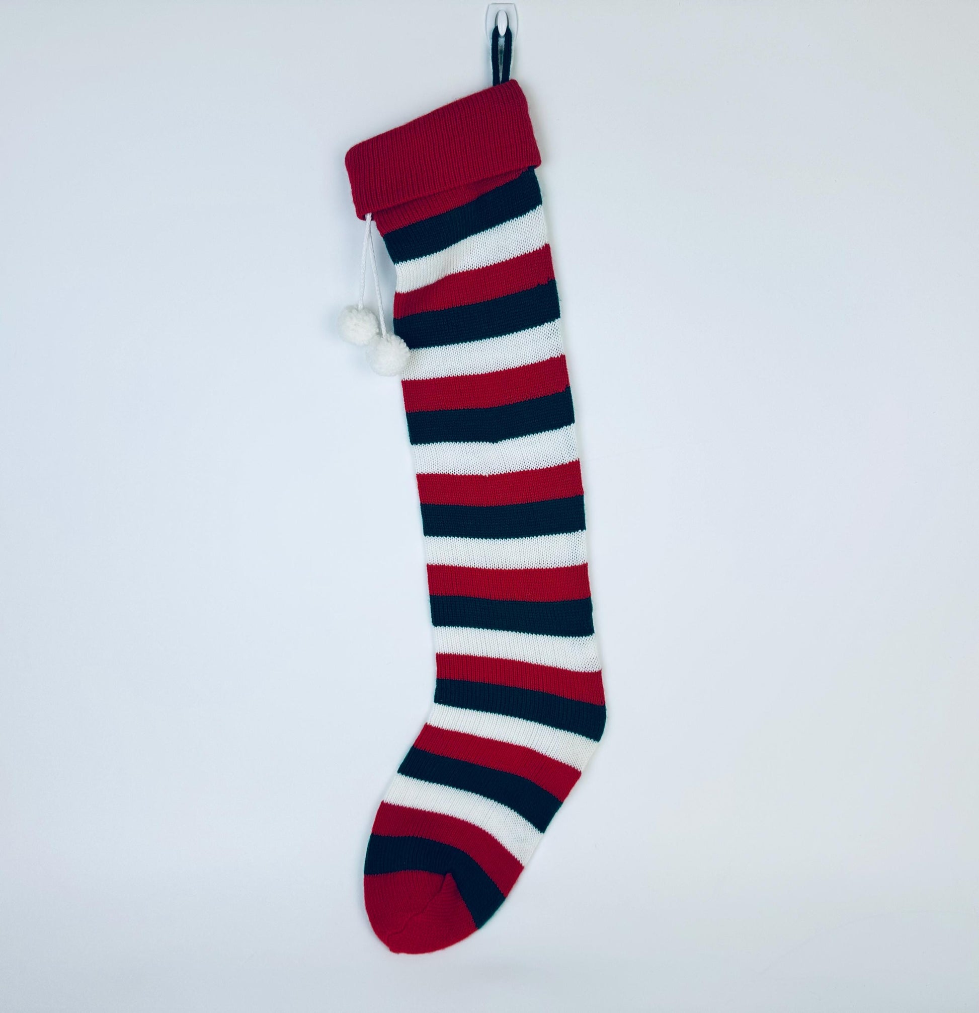 Product image for 'vintage christmas knit stocking striped santa sleigh pattern new old stock nos made in taiwan sold separately' (view 07932d)