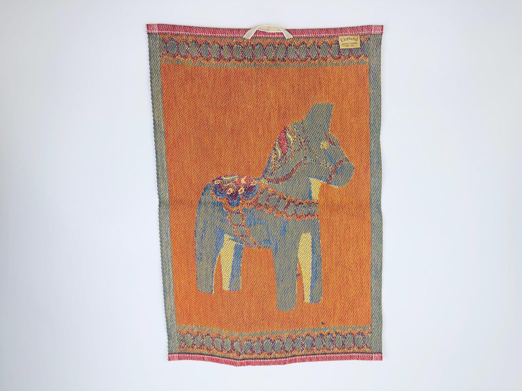 Product image for 'vintage ekelund dala horse woven tea towel 100 cotton made in sweden' (view 942089)