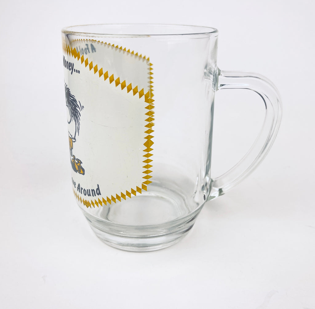 Product image for 'vintage glass beer stein gag gift a fool and his money i a good fellow to have around made in france' (view 5fb0f2)