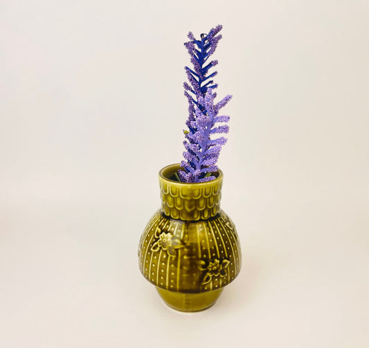 Product image for 'vintage japanese green glazed bud vase floral scalloped relief design' (view 799029)