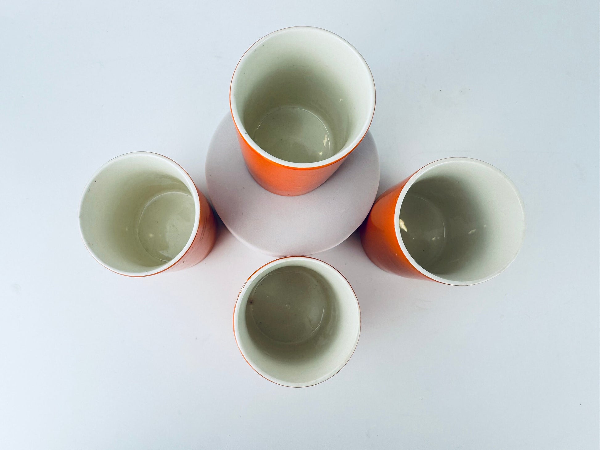 Product image for 'vintage holt howard 1962 hand painted bright orange ceramic cup made in japan set of four 4' (view cd5a10)